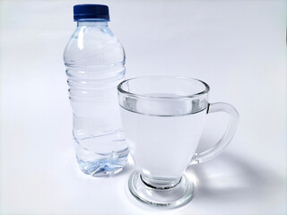 glass of water and bottle