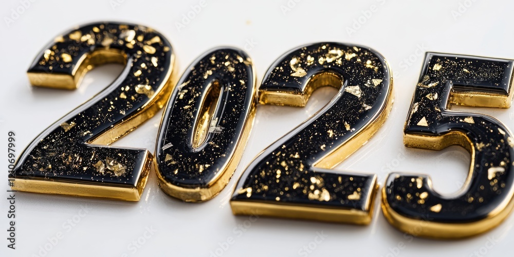 Aufkleber close-up view of several golden numbers, ideal for use in designs and compositions where numeric val