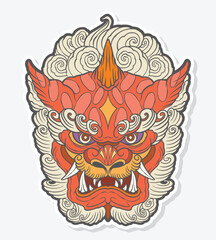 Art & Illustration foo dog head ancient creature animal vector