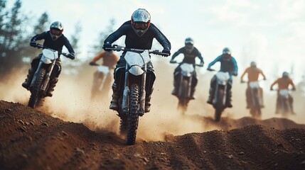 Dirt Bike Racing in Dusty Terrain