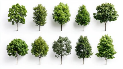 Fototapeta premium Green trees isolated on white background for design
