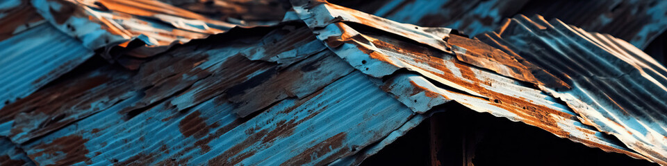 Close-up of Rusted Corrugated Metal Roofing