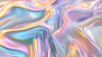 Obraz premium An iridescent texture with a silky fluid appearance showcasing a spectrum of pastel colors that shift and change depending on the angle