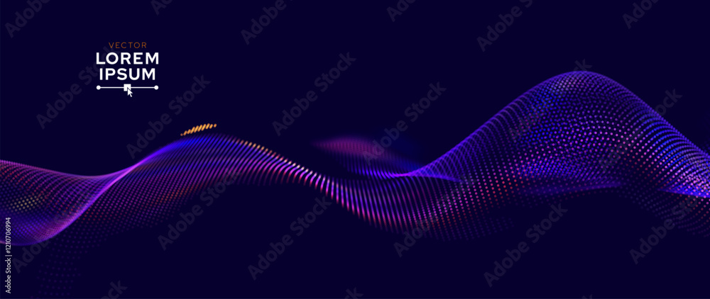 Aufkleber Cyber Big Data Flow Particles Bokeh. Digital Neural Network. Concept of AI Artificial Intelligence Technology Machine Deep Learning. Digital Communication. Science Technology Presentation Vector.
