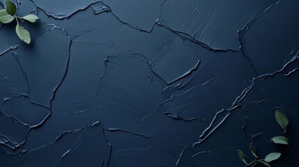 Textured dark blue background with greenery