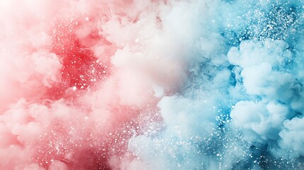 Fototapeta premium Abstract Pink and Blue Ink Clouds with Glitter