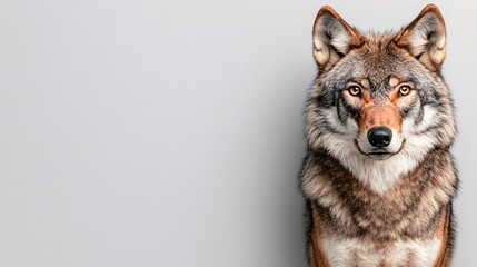 Obraz premium Close-up of a Wolf against a Light Background