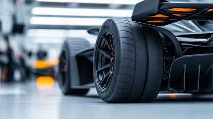 High-Performance Racing Car Tire Close-Up