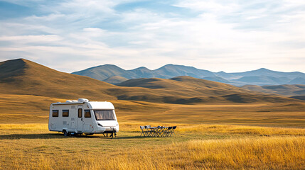 Obraz premium Camping in Nature with Caravan