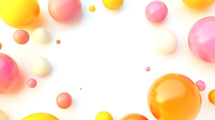 Colorful spheres scattered on white background