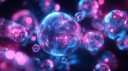 Neon Bubbles: A Glowing Abstract Digital Art