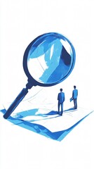 Magnifying Glass over Businessmen on Document: A Conceptual Illustration of Business Analysis