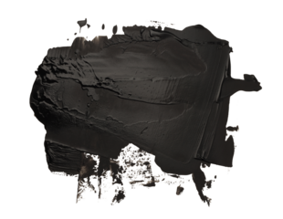 Png Art Oil, Acrylic ink grain smear painting blot shape element. Abstract relief grunge, dirty texture black brush stroke stain on transparent background.