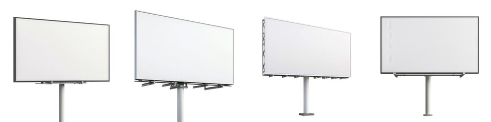 Obraz premium Four blank billboards displayed in different orientations, designed for advertising purposes.
