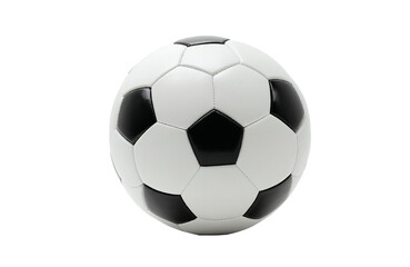 Fototapeta premium A classic football ball with black and white panels isolated on a transparent background.