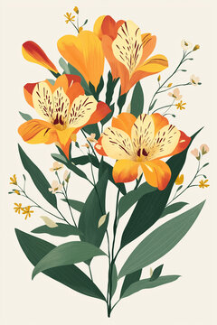 Elegant Amancay Flower Illustration - Nature-Inspired Artwork