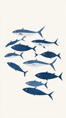 Blue Fish School: A Serene Underwater Journey