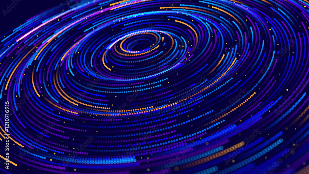 Leinwandbilder cyber big data flow particles tech business or science background. medical research or tech innovati