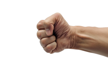 Clenched fist gesture representing unity and solidarity isolated on transparent background
