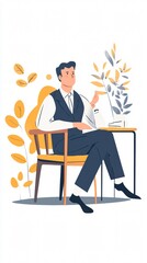 Serene Man in Thoughtful Repose: A Modern Lifestyle Image of Relaxation and Contemplation