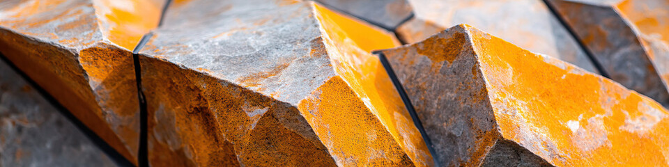 Fototapeta premium Grey and Orange Angular Stone Structure Detail