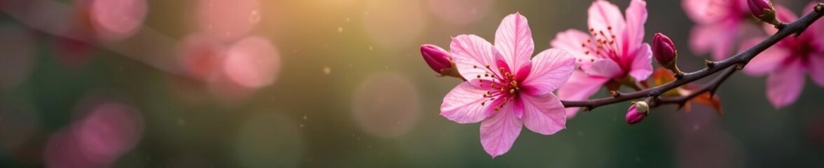 Obraz premium Delicate pink blossoms unfurl on a single azalea branch, bloom, flower