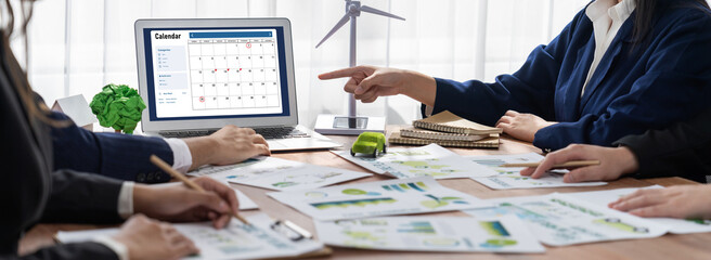 Calendar on computer software application for brisk schedule planning for personal organizer and online business