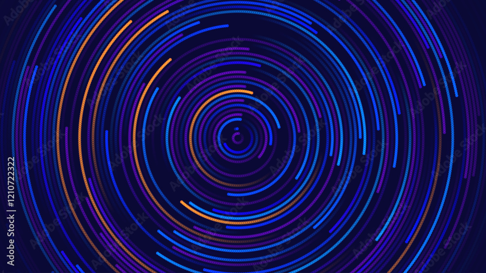 Poster Abstract Circular Pattern Vector Background. Round Colorful Arcs Backdrop. Moving Circles. Vector Illustration. Radial Speed Lines.