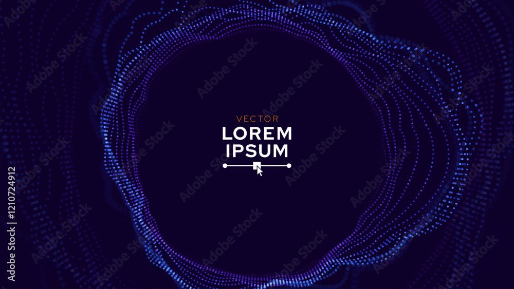 Aufkleber Abstract Sound Wave Round Frame Background. Dynamic Music Wavy Lines Flow. Digital Equalizer. Round Sound Data Visualization. Abstract Vector Background.