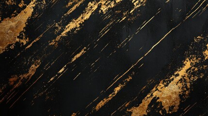 Black gold texture, diagonal brush strokes, dark background, design element