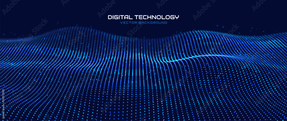 Poster Cyber Big Data Flow Particles Bokeh. Digital Neural Network. Concept of AI Artificial Intelligence Technology Machine Deep Learning. Digital Communication. Science Technology Presentation Vector.
