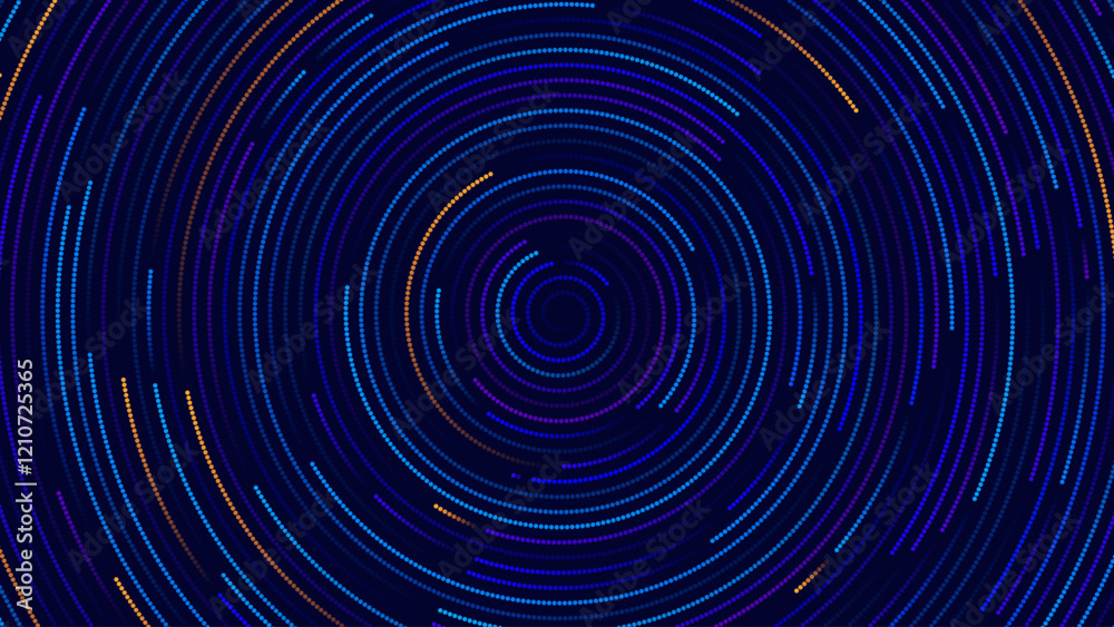 Poster Abstract Circular Pattern Vector Background. Round Colorful Arcs Spiral Backdrop. Moving Circles. 3D Tunnel Depth Effect. Vector Illustration. Radial Speed Lines.