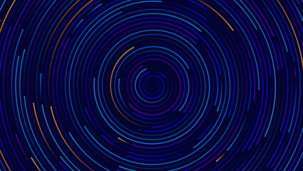 Abstract Circular Pattern Vector Background. Round Colorful Arcs Spiral Backdrop. Moving Circles. 3D Tunnel Depth Effect. Vector Illustration. Radial Speed Lines.