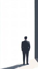 A Businessman Contemplates the Future in a Minimalist Setting