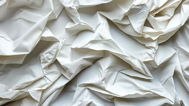 Crumpled white paper texture creating an abstract design suitable for various creative projects