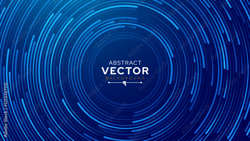 Poster abstract circular line trails moving in circle. blue digital business or science background. medical