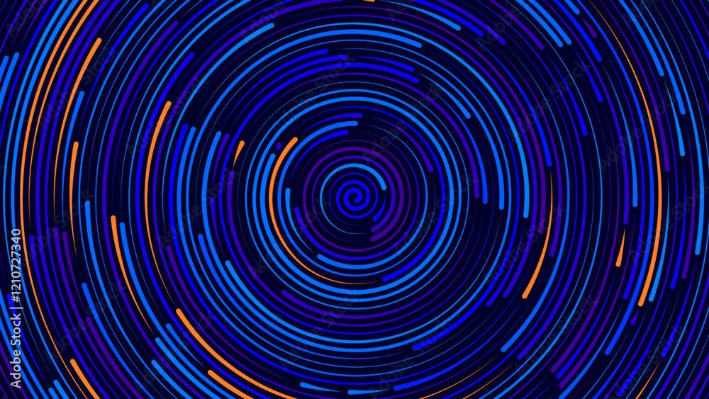 Fototapete Abstract Circular Pattern Vector Background. Round Colorful Arcs Spiral Backdrop. Moving Circles. 3D Tunnel Depth Effect. Vector Illustration. Radial Speed Lines.