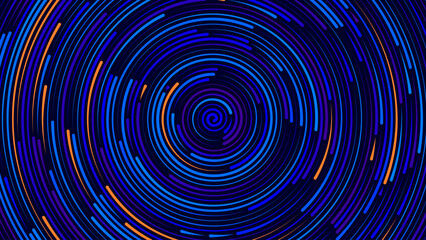 Abstract Circular Pattern Vector Background. Round Colorful Arcs Spiral Backdrop. Moving Circles. 3D Tunnel Depth Effect. Vector Illustration. Radial Speed Lines.