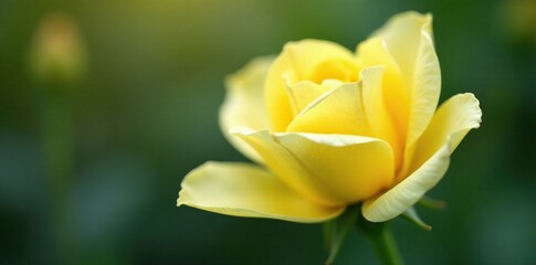 Fototapeta premium Delicate and pale yellow petals unfolding from a bud, pale yellow, organic, bloom