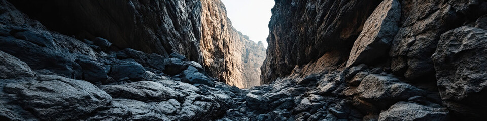 Panoramic View of a Rocky Canyon