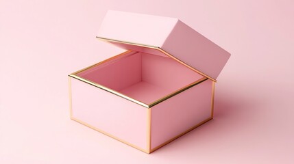 Pink gift box open on pink background, empty, product display