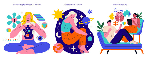 Logotherapy. Flat Vector Illustration