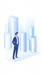 Fototapeta premium Businessman in Abstract Cityscape: A Vision of Future Success