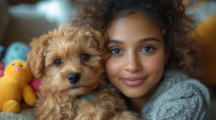 Smiling woman with blue eyes in cozy sweater enjoying a cup of coffee in a warm interior. Generative AI