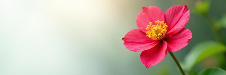 Single Metrosideros flower against a soft focus background, white background, nature
