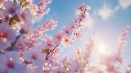 満開の梅の花が広がる中に青空を少し覗かせた春の景色