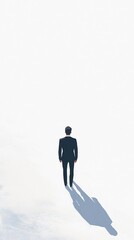 Obraz premium Man in Suit Stands Alone on White Background - Minimalist Illustration