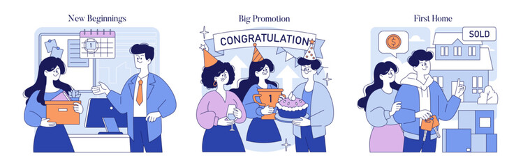 Moments Of Life. Flat Vector Illustration