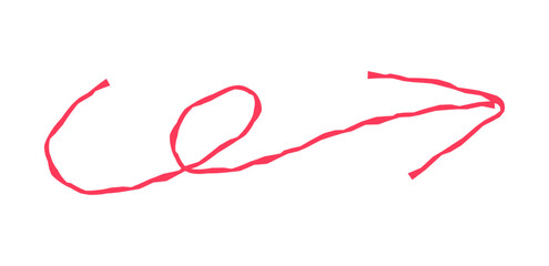 Hand drawn simple arrow drawn with wax crayon, chalk or charcoal. Uneven dry texture for underlining highlighting. Pencil drawn lines, strikethrough, grungy vector isolated on white