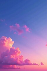 Fototapeta premium Cloudy blue sky with a hint of purple and pink hues during sunset, sky, pink